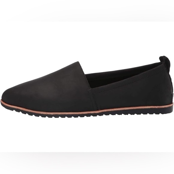 Sorel Black Leather Ella Slip On Flats - Picture 1 of 8